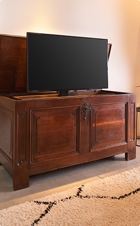 TV lift meubel Picture → tvlift meubel modern latjes schuin